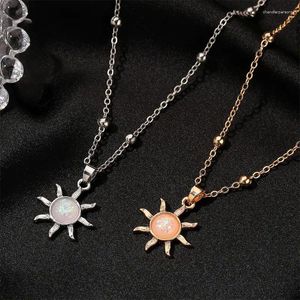 Chains Alloy Clavicle Necklaces For Charm Women Opal Sun Pendent Birthday Party Fashion Trend Jewelry