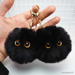 Keychains Lanyards Lovely Plush Cat Key Chains For Women Ball Keychain Bag Charms Car Key Ring Girl Children Par Friend Gift R231103