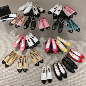 Moda clássico colorido redondo dedo do pé pérola corrente tornozelo cinta ballet flats sapatos mary jane mocassins mulheres designer de luxo sapatos de fábrica calçados com caixa
