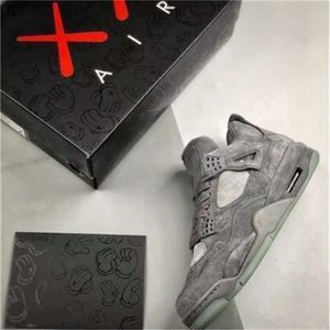 4s Sapatos Kaws Xx 4 Cool Camurça Cinza Brilho no Escuro Preto Esportes Original Us7-13