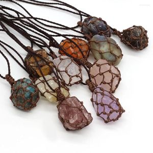 Pendant Necklaces Natural Stone Healing Crystals Necklace Gem Rope Wrap For Women Amethysts Rose Crystal Tiger Eye Quartzs