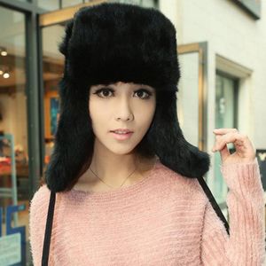 Berets Womans Winter Hat Real Fur Earflaps Warm Russian Bomber Hats For 2023 Thick Female Ear Warmer Cap Causal Trapper SkiingBerets BeretsB