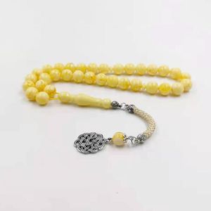 Strand Strands Strands Tasbih Resina amarela Musurário Rosário Rosário Islâmico Pedras de jóias árabes Misbaha 33Beads Bracelets presente