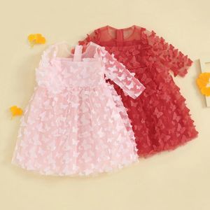 Vestidos da menina crianças princesa festa para meninas doce 3d borboleta malha tule vestido de baile aniversário outono roupas da criança