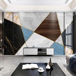 Bakgrunder Anpassad alla storlekar Mural Wallpaper Modern Simple Geometric Marble Wall Painting Living Room TV Soffa Bedroom Papel de Parede Sala 3D