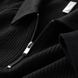 Мужские поло 2023, осенняя рубашка поло с длинным рукавом, модный повседневный пуловер, облегающий черный топ на молнии с половиной молнии, топ высокого качества