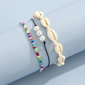 Strand Beaded Bracelet Sea Shell Originality Pearl Tide Hand Knitting Bohemia Adjustable Simple Rice Bead Set