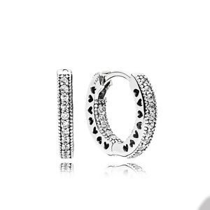 Full CZ Diamond Heart Hoop örhängen för Pandora 925 Sterling Silver Wedding Designer Earring Set For Women Girl Friend Gift Love Earrings With Original Box