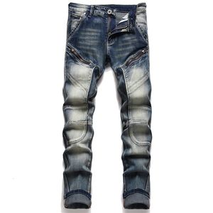 Mäns jeans män jeans street kläder denim byxor trend varumärken avslappnade fasta cyklar enkla designer mäns motorcyklar jean man 230403