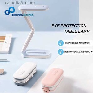 Desk Lamps New Portable Foldable Lamp USB Charging Type Fold LED Desk Lamp Energy Saving Rechargeable LED Reading Light Plug In Q231104