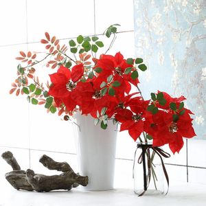 Fiori decorativi per la casa Decorazione di nozze Scrapbooking Albero di Natale fai da te Seta 1PC Fiore artificiale Poinsettia
