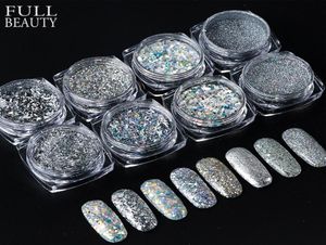 8 pezzi scintillanti glitter per unghie olografici nail art paillettes fiocchi decorazioni per manicure lucidatura set di pigmenti cromati CH1506135315419