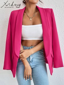 Blazer da donna Blazer Chic Rose Red Blazer per donna Cappotti casual primaverili Completo da giacca da donna nero Basic Slim Blazer estivo Giacca da donna Office 230403