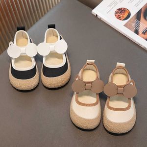 Athletic Outdoor Children's Simple Bow Cute Baby Girls 'Casual Shoes Spring and Summer New Hook Pętla Princess Kids Fashion Flats Canvas