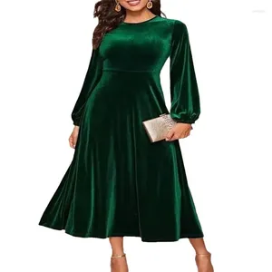 Plus Size Dresses Women's Velvet Dress A Line Long Sleeve Elegant Cocktail Party Maxi Velour Flowy Swing Tunic Evening