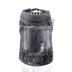 Dog Apparel Small Pet Cat Jeans Jacket Hole Black Denim Coat Vest Puppy Clothes