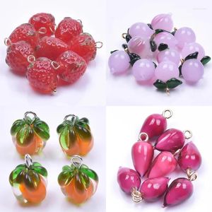 Collane con ciondolo 5 Pz/lotto Stili Mix Vetro Frutta Fragola Pesca Charms Fai Da Te Verdure Melanzane Patate Dolci Gioielli Accessori Ricerca