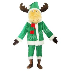 Halloween Green Reindeer Mascot Costume Cartoon Character Outfits Suit Adults Size Outfit Birthday Christmas Carnival Fancy Dress For Men Women
