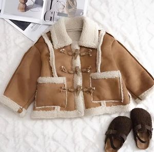 Jacken Khaki Rosa Mädchen Jungen Winter Kunstpelz Mantel Warme Kinder Casual Mäntel Kinder Kleidung Overwear 231110