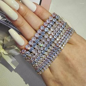 Link pulseiras cor prata na mão 3mm 5mm 17cm 19cm cz tênis pulseira pulseira para mulheres casamento moda jóias atacado festa presente s5650