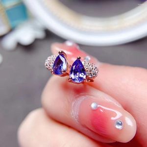 Stud Earrings Fashion Heart With Germstone 4mm 6mm VVS Grade Natural Tanzanite 925 Silver Jewelry