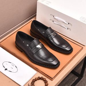 Designer klänning sko mode läder man affärer platt skor triangel skylt svart brun andningsbara män formella kontor arbetsskor lyx