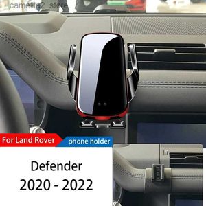 Bilhållare Wireless Charger Car Phone Holder Mount Stand för Land Rover Defender 20-22 Justerbar GPS-navigering Mobilfäste Tillbehör Q231104