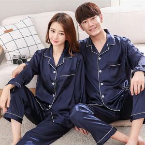 Women's Sleepwear Summer Korean Version Of The Simulation Silk Couple Pajamas Short Sleeve Trousers Men/Women Pijamas Home Service Suit