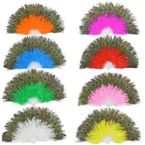 Festive Party Favor High grade peacock feather fan belly dance peacock fan by hand feather craft fans for Party Supplies - 28 LT149