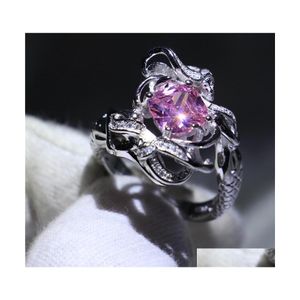 Artes e artesanato feminino Sterling Sier Moda Novo Ringue Princess Cut Rink CZ Mermaid Shape Rings para mulheres DH2WE