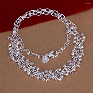 Correntes 925 Sterling Silver Colares Jóias 18 polegadas Lindas Grânulos Suaves Colar de Uva para Mulheres Festa de Natal Presentes