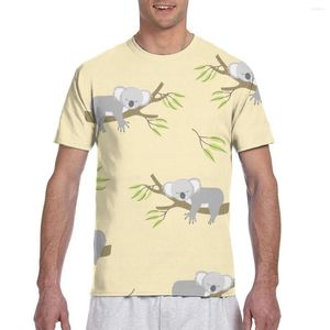 Herren T-Shirts 2023 Herren Shirt T-Shirt Sommer Tops T-Shirts Rundhals T-Shirt Kurzarm Niedlicher schlafender Koala auf Baum