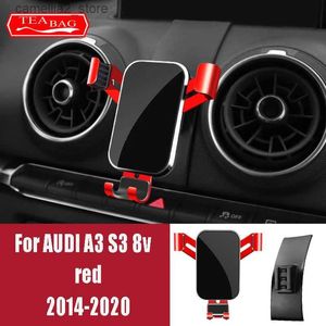 Bilhållare Bilstyling Justerbar mobiltelefonhållare för Audi A3 S3 2014-2020 Air Vent Mount Fästet Gravity Telefonhållare Tillbehör Q231104