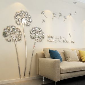 Wall Stickers Dandelion wallpaper Modern design Mirror wallpaper Children's room Bedroom Home decoration Living room Self adhesive sticker 230403