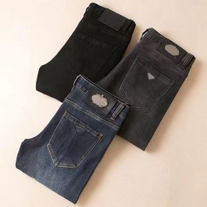 High-End Fashion Men jeans lastbyxor konvertibla lata vikta lappmotorcykelelement och nostalgisk elastisk liten rak ben