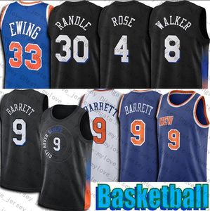 9 RJ Barrett Jersey Basketabll 30 Julius Kemba Randle Walker Maglie Derrick 4 Rose 33 Patrick Throwback Ewing Vince 15 Carter Uniform