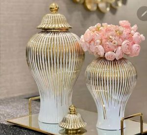 Phnom Penh Porcelain Ginger Jars - Ceramic Electroplated Home Decor Vase