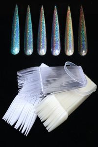 24pcs Clear False Nails Tips Acrylic Fan Shape Practice Display Natural Transparent White Polish UV Gel Fake Nails Tool LY150318167043