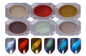 NASCIDO BONITO 6 Caixas 3D Olho de Gato Pó Espelho Mágico Poeira UV Gel Polonês Prego Glitter Pigmento Magnético Dust2798026