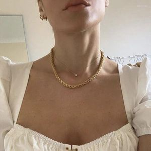 Chains JUST FEEL Gold Silver Color Women Minimalist Necklaces Chunky Wide Thin Twisted Rope Chain Jewelry Simple Gift