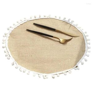 Bord mattor bordsartiklar placemat vattentät runda jute placemats för skål värme isolering kök plats matta bröllop bankett hem