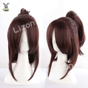 Attacco su Titano Hange Parrucca Capelli sintetici marrone scuro con 2 Coda di cavallo Hanji Zoe Anime Occhiali Cosplay Gioco di ruolo Puntelli cosplay cosplay