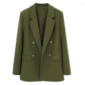 Abiti da donna Donna Blazer verde Office Lady Doppio petto Abito streetwear Soprabito Top femminili Abbigliamento donna 2023 In cappotti e giacche