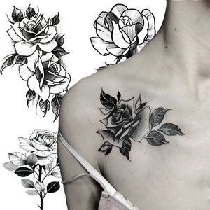 5 STÜCK Temporäre Tattoos Schwarz Temporäre Tätowierung Aufkleber Blume Blatt Körper Beine Arm Kunst Realistische Fake Tattoo Festival Party Bikini Frauen Mädchen MakeUp 1 STÜCK Z0403