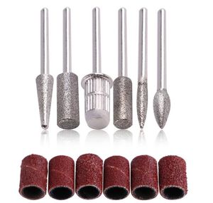 NAD001 6Pcs Nail Art Drill Bits Replace Sand paper Head Set with Case for Gel Polish Tips Grinding Polishing Shaping Machine1749447