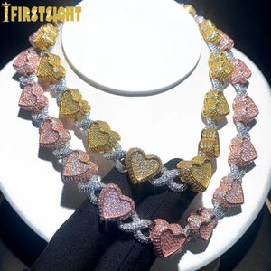 Anhänger Halsketten Herz Charm Jack Cuban Link Miami Halskette Gold Silber Farbe Iced Out Bling Zirkonia Hip Hop Frauen Schmuck 231102