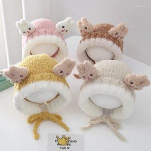 Berets Baby Plush Sherpa Peru Hat Winter Warm Knitted Ear Protection Boys Girls Windproof Toddler Woolen Cap Children's