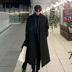 Men' Blends IEFB Korean Trend Loose Casual Single breasted Overcoat Autumn Winter Fashion Long Sleeve Woolen Coat 9D1655 231102