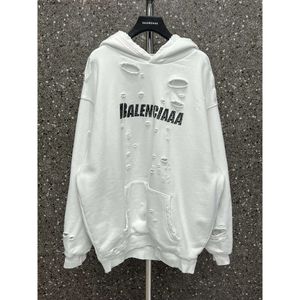 Novo solto balencaiiga buraco aristocrático hoodies edição paris hoodie arte camisola escovado pelúcia b família feminina alta bmcy