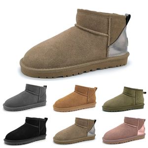 2023 Womens tornozelo de inverno designer de peles botas de neve tasmânia salto plano calcanhar fofo botas de couro de verdade para homens 36-44